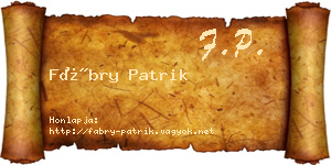 Fábry Patrik névjegykártya
