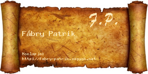 Fábry Patrik névjegykártya